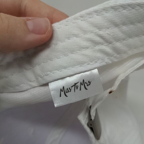 Bride Slideback Hat White One Size Adjustable Embroidered Miss to Mrs Faux Suede - Picture 8 of 9